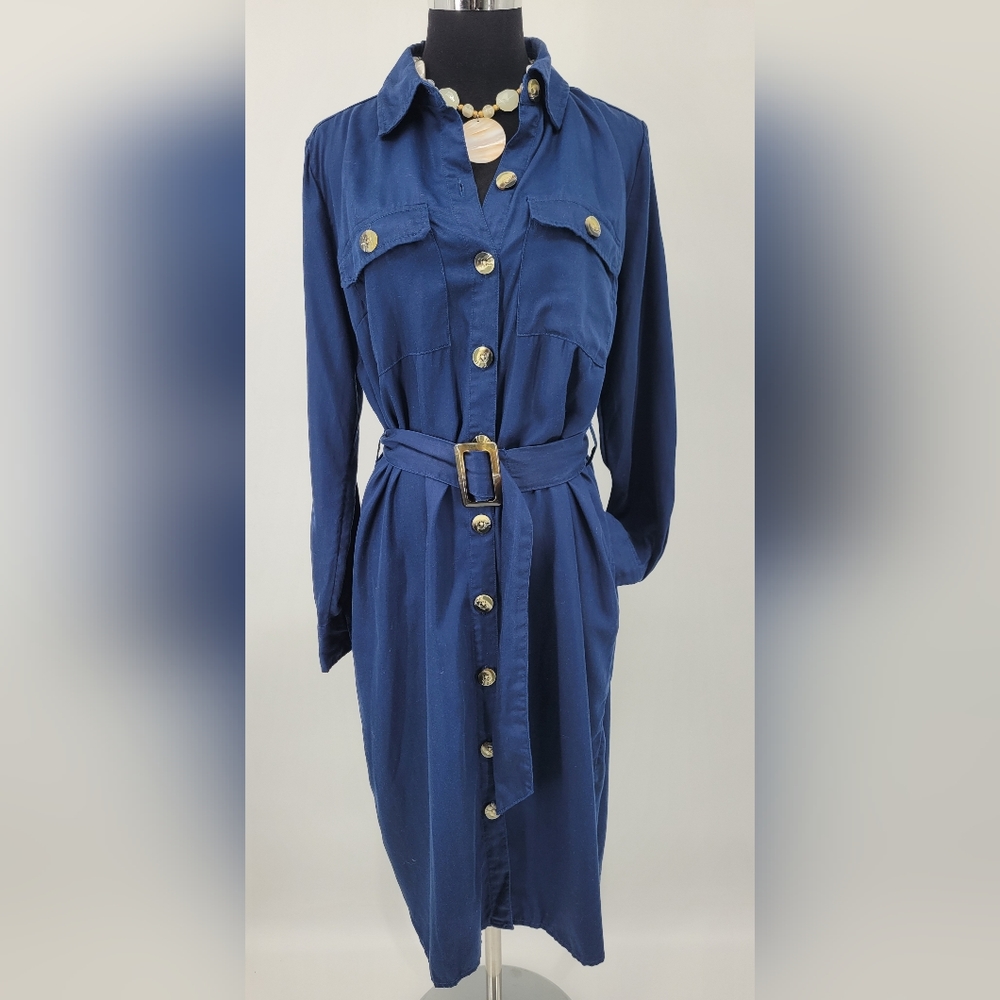 Time and Tru Navy Long Sleeve Jacket-Dress Women's sz. S (4-6)